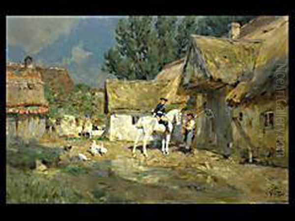 Der Postillion Auf Dem Bauernhof Oil Painting by Wilhelm Velten