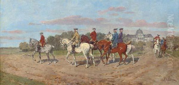 Riding Out Oil Painting by Wilhelm Velten