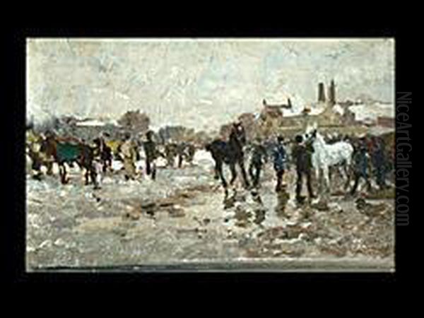 Der Pferdemarkt Oil Painting by Wilhelm Velten