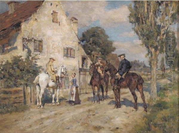 A Welcome Break Oil Painting by Wilhelm Velten