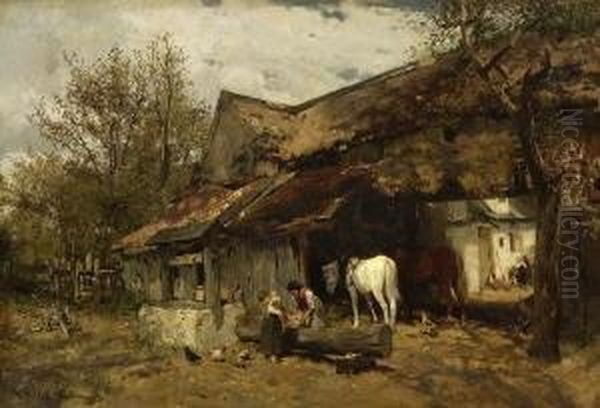 Bauernhof. Oil Painting by Wilhelm Velten