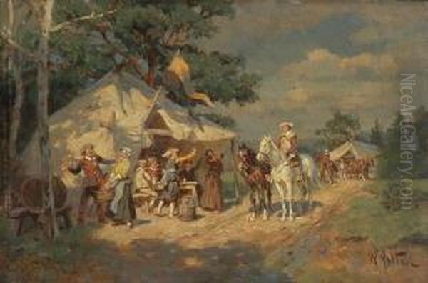 Feldlager. Oil Painting by Wilhelm Velten