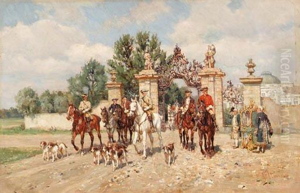 The Departure; And The Arrival Oil Painting by Wilhelm Velten