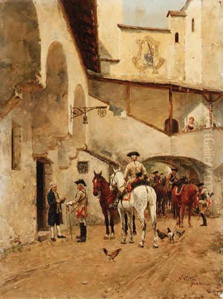 Delivering The News Oil Painting by Wilhelm Velten