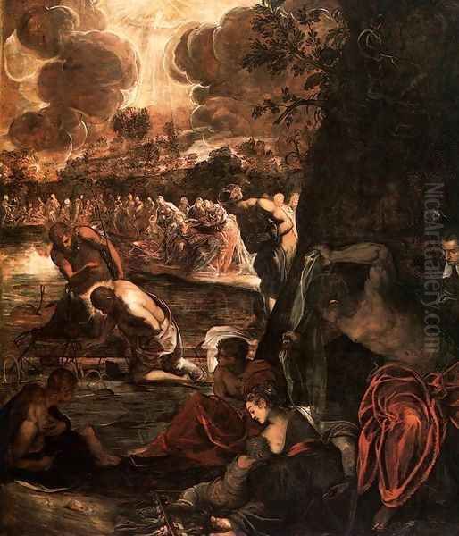 The Baptism of Christ 4 Oil Painting by Jacopo Tintoretto (Robusti)