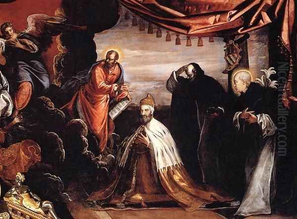 The Dead Christ Adored by Doges Pietro Lando and Marcantonio Trevisan (detail) 3 Oil Painting by Jacopo Tintoretto (Robusti)