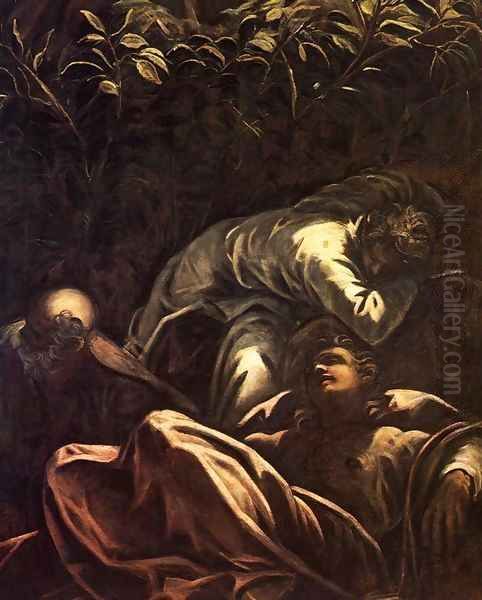 The Prayer in the Garden (detail) 2 Oil Painting by Jacopo Tintoretto (Robusti)