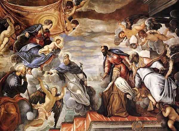 Doge Nicolo da Ponte Invoking the Protection of the Virgin Oil Painting by Jacopo Tintoretto (Robusti)