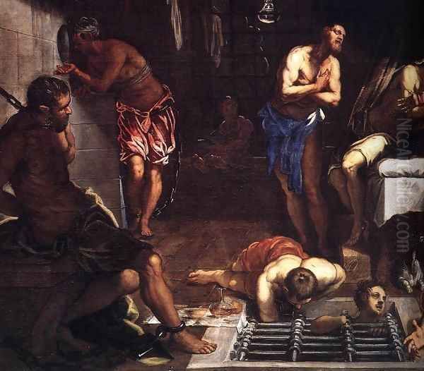 St Roch in Prison Visited by an Angel (detail) Oil Painting by Jacopo Tintoretto (Robusti)