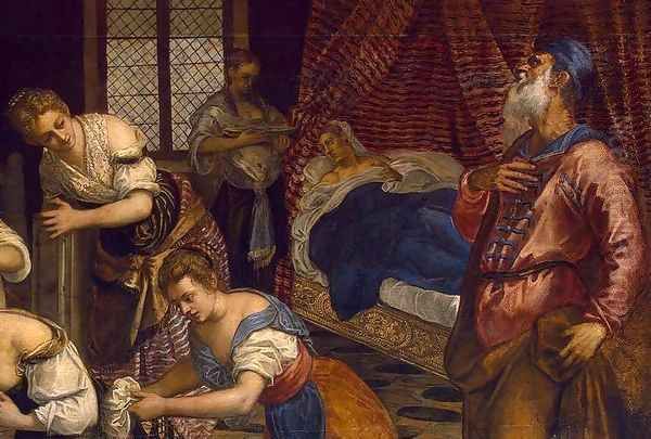 The Birth of John the Baptist (detail) Oil Painting by Jacopo Tintoretto (Robusti)