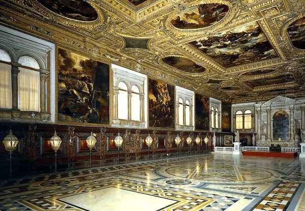 View of the Sala Superiore 2 Oil Painting by Jacopo Tintoretto (Robusti)