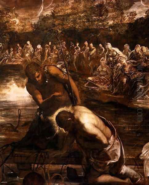 The Baptism of Christ (detail) 2 Oil Painting by Jacopo Tintoretto (Robusti)