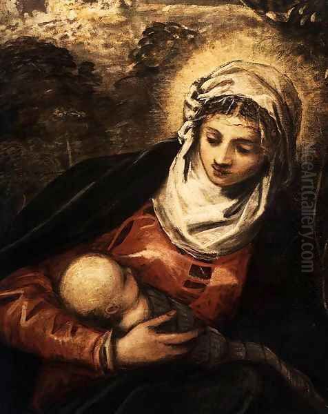 The Flight into Egypt (detail) 3 Oil Painting by Jacopo Tintoretto (Robusti)