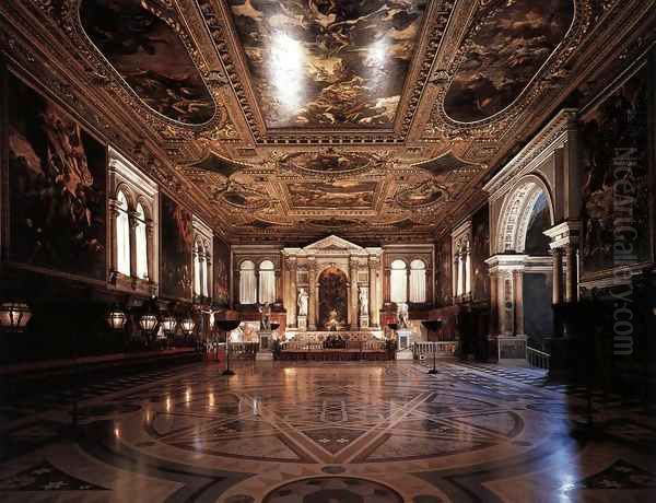 View of the Sala Superiore Oil Painting by Jacopo Tintoretto (Robusti)