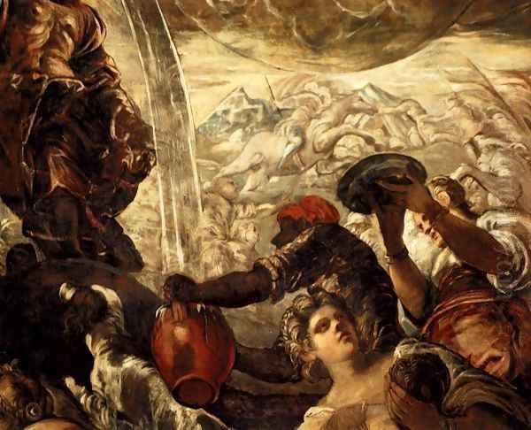 Moses Drawing Water from the Rock (detail) Oil Painting by Jacopo Tintoretto (Robusti)