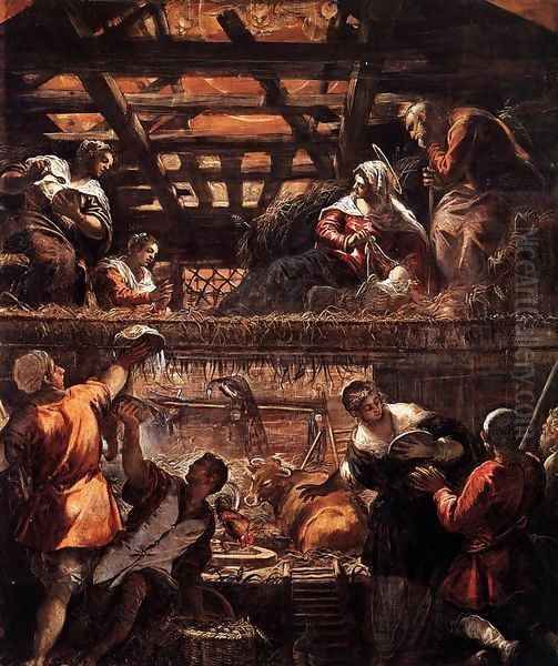 The Adoration of the Shepherds 2 Oil Painting by Jacopo Tintoretto (Robusti)