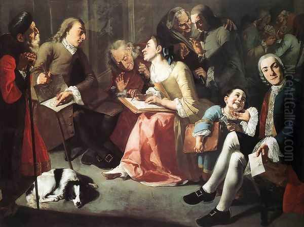 The Drawing Lesson c. 1750 Oil Painting by Gaspare Traversi