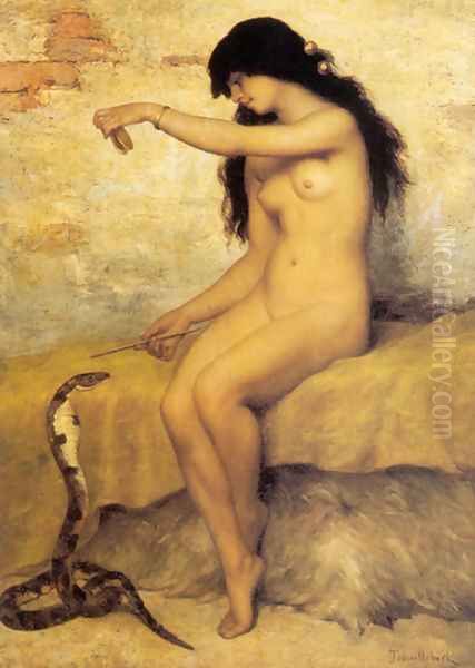 The Nude Snake Charmer Oil Painting by Paul Trouillebert