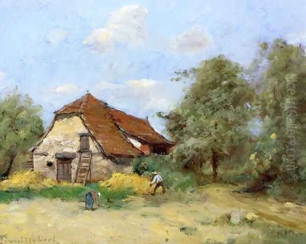 La faucher pres de la ferme Oil Painting by Paul Trouillebert