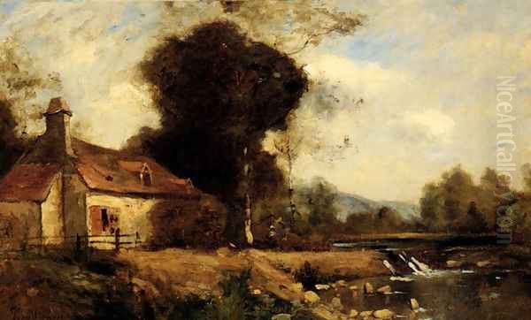 A Cottage By A Stream Oil Painting by Paul Trouillebert