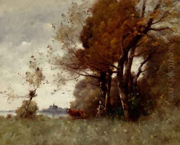 Autumn In Candes Oil Painting by Paul Trouillebert