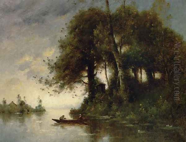 Landscape At The Waters Edge Oil Painting by Paul Trouillebert