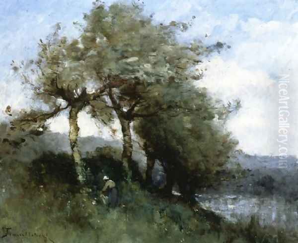 Landscape With Woman Oil Painting by Paul Trouillebert