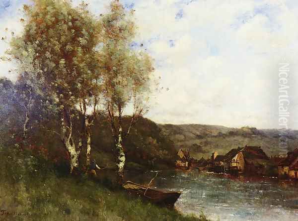 Fisherman at the River's Edge Oil Painting by Paul Trouillebert