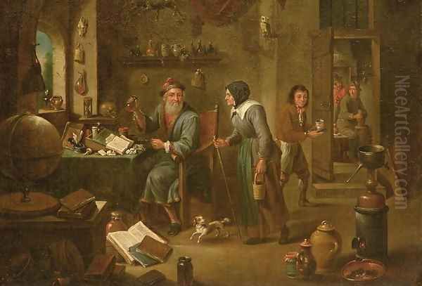 The Alchemists study Oil Painting by David The Elder Teniers