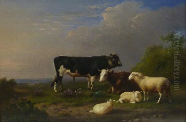 In The Meadow Oil Painting by Eugene Joseph Verboeckhoven