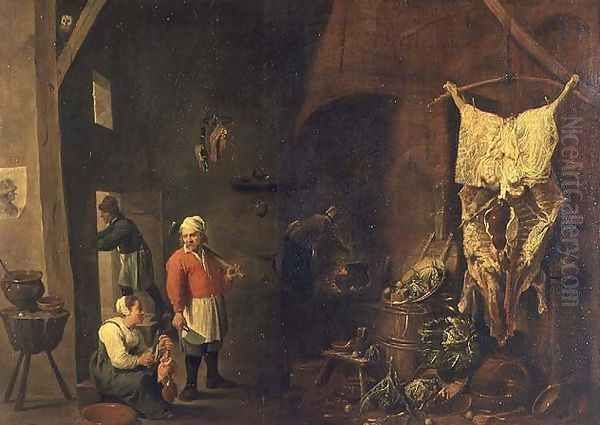 The Interior of a Rustic House, c.1640 Oil Painting by David The Elder Teniers