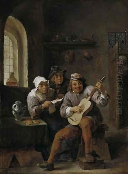 Peasants making music c 1650 Oil Painting by David The Elder Teniers