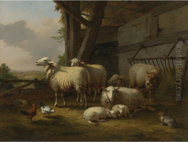 The Sheep Fold Oil Painting by Eugene Joseph Verboeckhoven