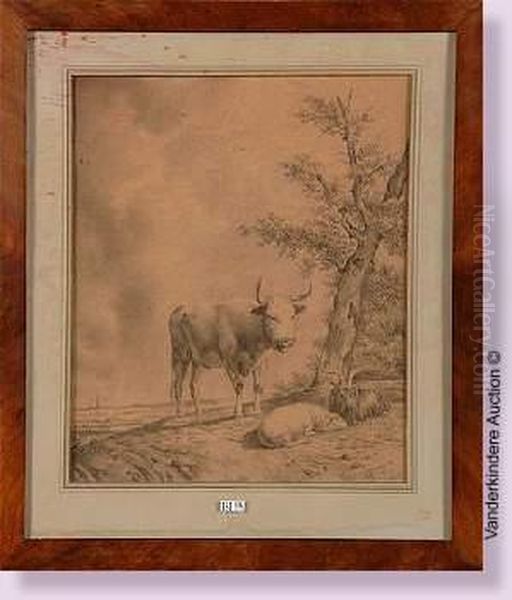 Vache Oil Painting by Eugene Joseph Verboeckhoven