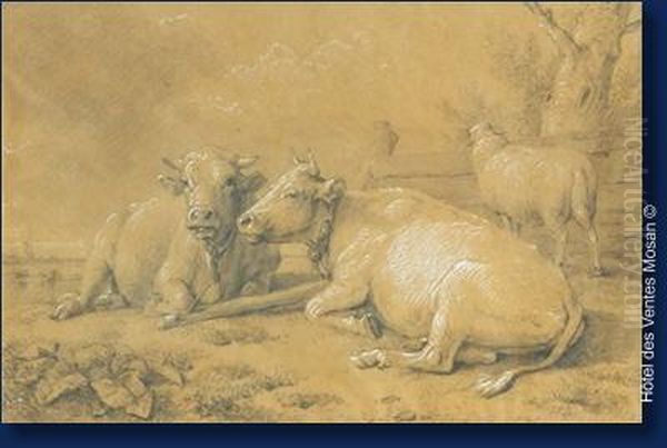 Vaches Et Moutons Oil Painting by Eugene Joseph Verboeckhoven