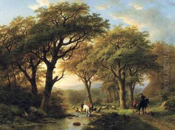 Paysage D'ete Anime Oil Painting by Eugene Joseph Verboeckhoven