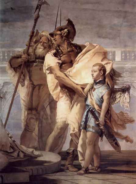 Frescoes in the Villa Vallmarana, Vicenca, scene Aenaeas presents Dido, Queen of Carthage Erbauerin Oil Painting by Giovanni Battista Tiepolo