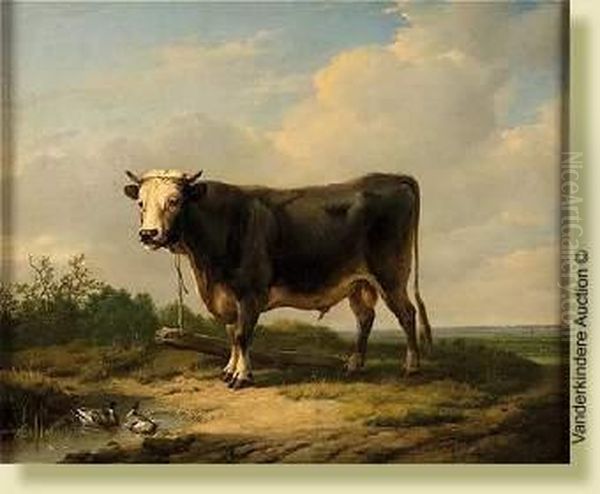 Taureau Echappe Oil Painting by Eugene Joseph Verboeckhoven