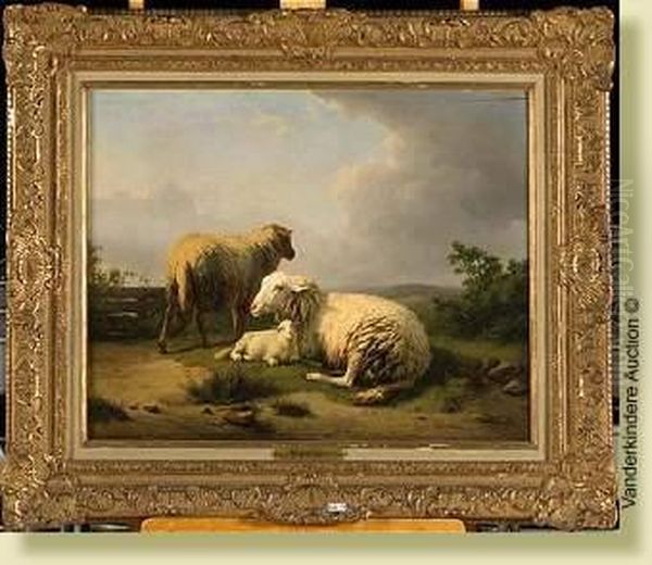 Moutons Au Pre Oil Painting by Eugene Joseph Verboeckhoven