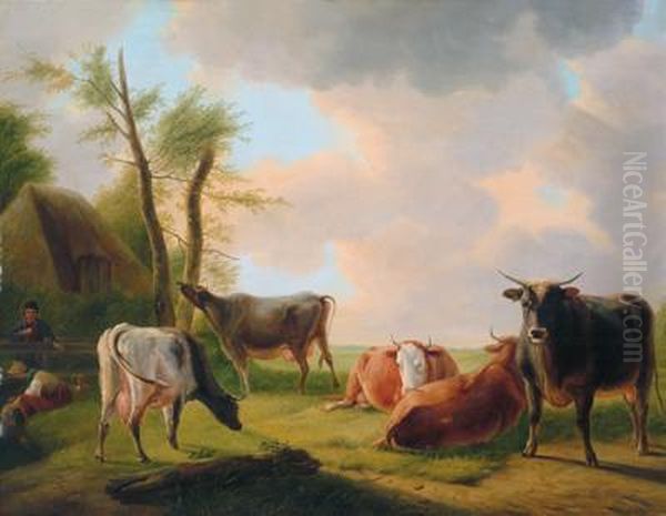 Tierherde Auf Der Weide Oil Painting by Eugene Joseph Verboeckhoven