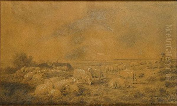 Berger Au Repos Avec Ses Moutons Oil Painting by Eugene Joseph Verboeckhoven