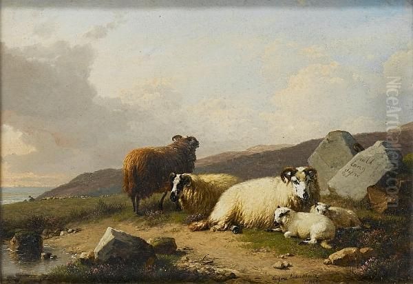 A Shepherd And His Flock Oil Painting by Eugene Joseph Verboeckhoven