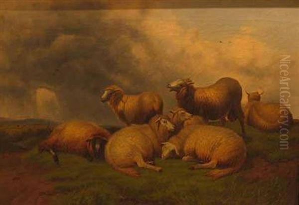 Landscape With Sheep Oil Painting by Eugene Joseph Verboeckhoven