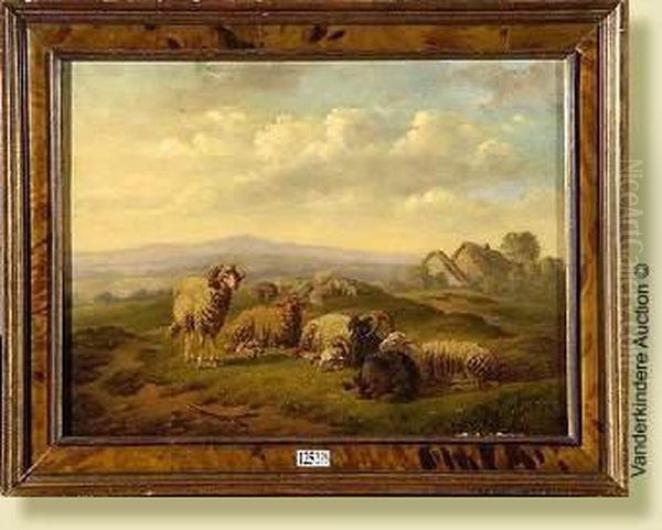 Bouc, Moutons Et Belier Au Pre Oil Painting by Eugene Joseph Verboeckhoven