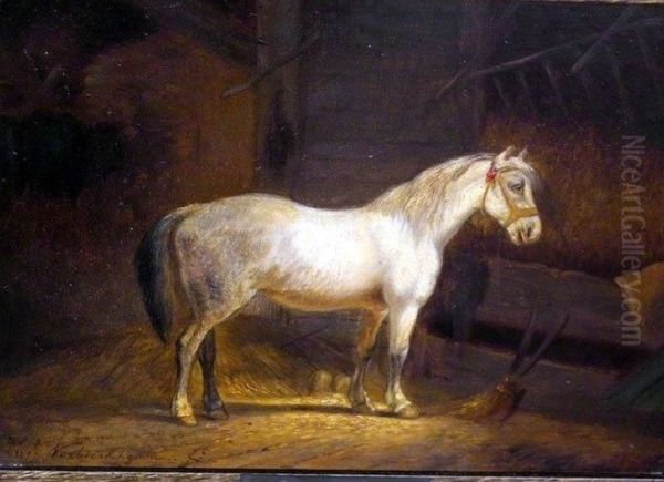 Pferd Im Stall Oil Painting by Eugene Joseph Verboeckhoven