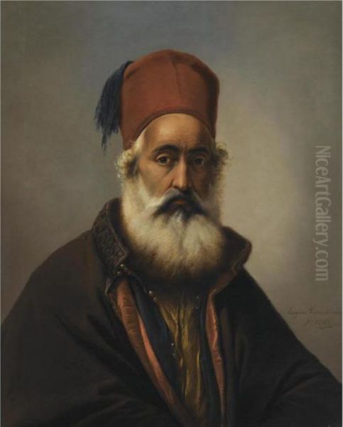 Portrait Of A Dignitary, Possibly Ibrahim Pacha Oil Painting by Eugene Joseph Verboeckhoven