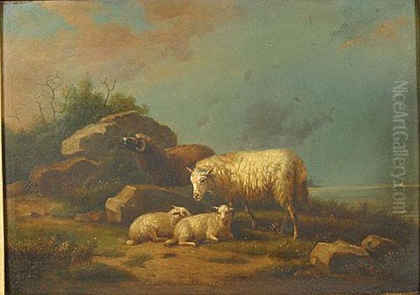 Landschap Met Schapen. Oil Painting by Eugene Joseph Verboeckhoven