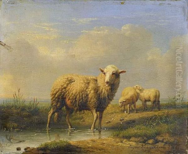 Landschap Met Schapen (1845) Oil Painting by Eugene Joseph Verboeckhoven