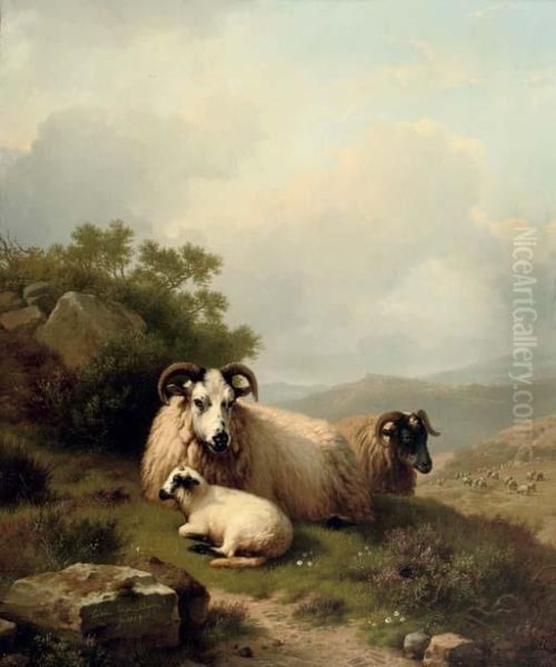 Resting On A Slope Oil Painting by Eugene Joseph Verboeckhoven