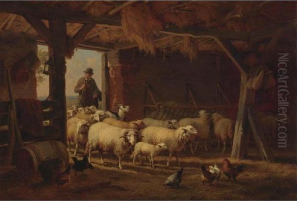 The Return Of The Flock Oil Painting by Eugene Joseph Verboeckhoven